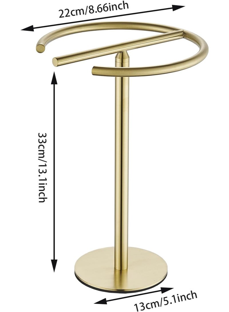 jaexest Hand Towel Holder Stand Free-Standing Towel Rack Brushed Gold Stainless Steel Towel Bar Rack Stand, Tower Bar for Bathroom Kitchen Vanity Countertop - Image 2